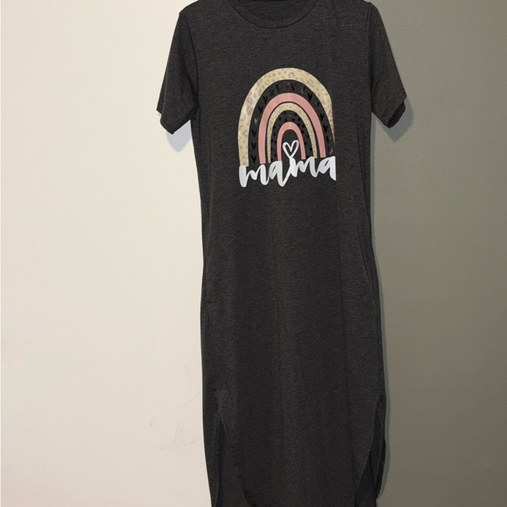 SHEIN Black Maxi Dress with Rainbow Graphic
